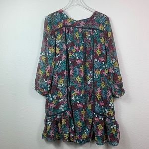 Loft Floral long sleeve dress Large